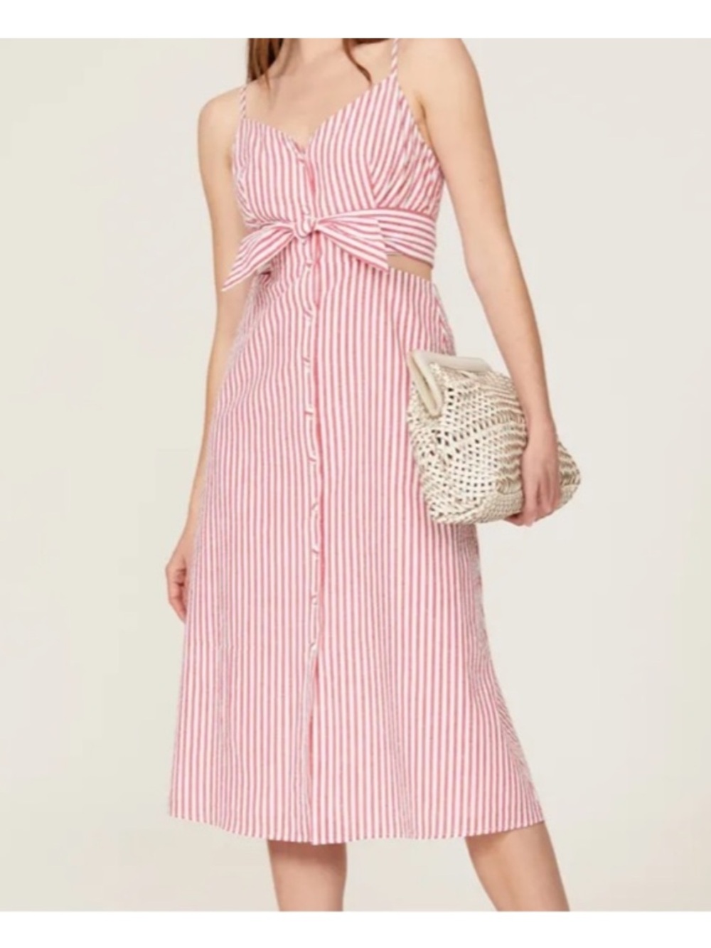Jason Wu Red & White Striped
Tie-Waist Midi Dress 12 Cut Out Beach Sleeveless